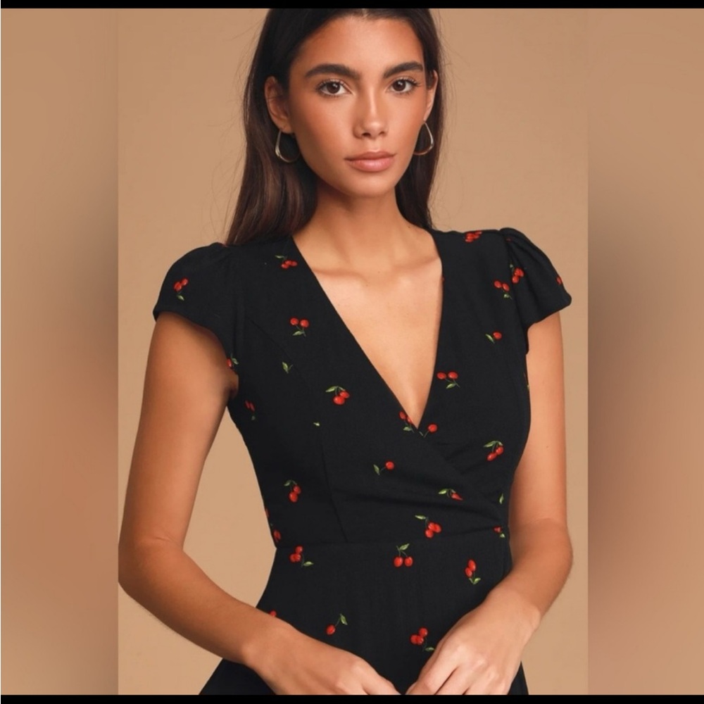 Lulu's Black Dress with Cherry Print 🍒